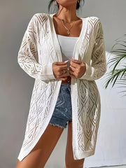 V Neck Long Sleeves Hollow Out Cover Up Shirt