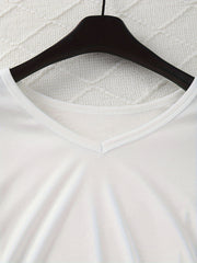 Solid V Neck Long Sleeve Top Women's Loungewear