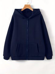 Casual Fleece Hooded Sweatshirt Women's Zip Up Hoodie