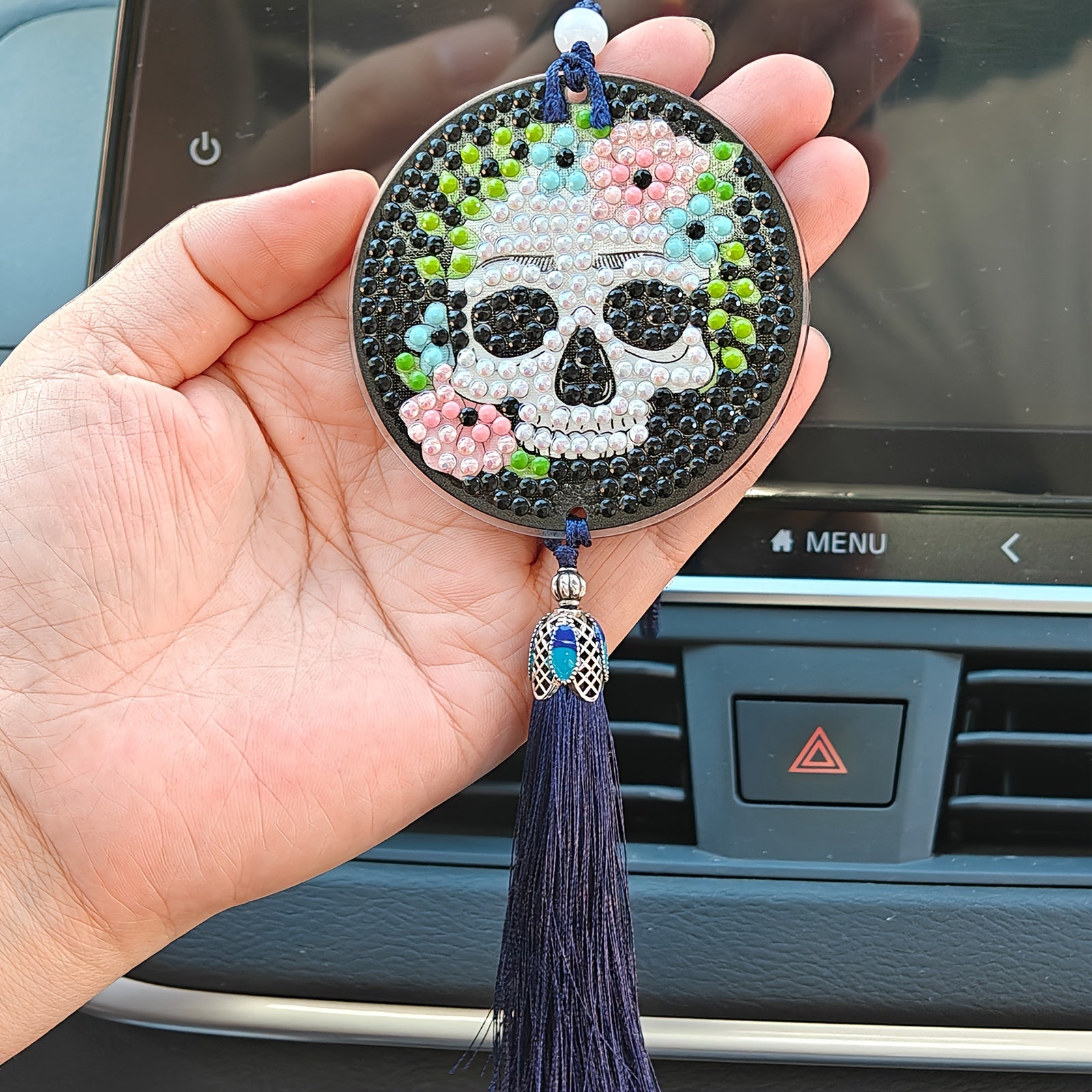 DIY Diamond Painting Car Ornament Home Craft Holiday Gift Halloween Skull