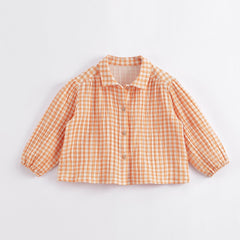 MARC&JANIE Girl Plaid Shoulder Shirt Spring Top