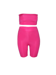 Strapless Tube Top & Shorts Set Women's Plus Stretch 2pcs Set