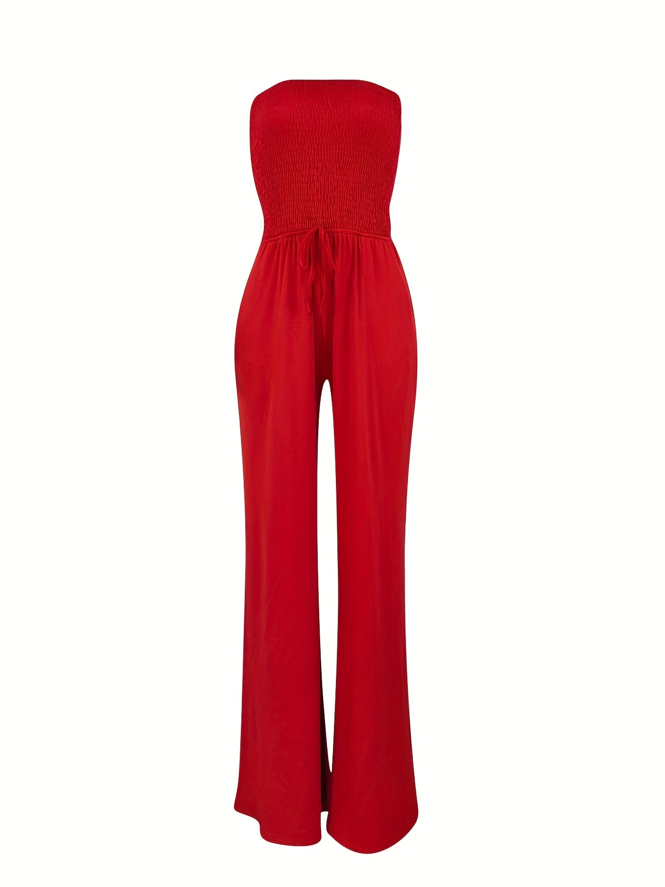 Shirred Tube Jumpsuit Off Shoulder Wide Leg Women's Clothing