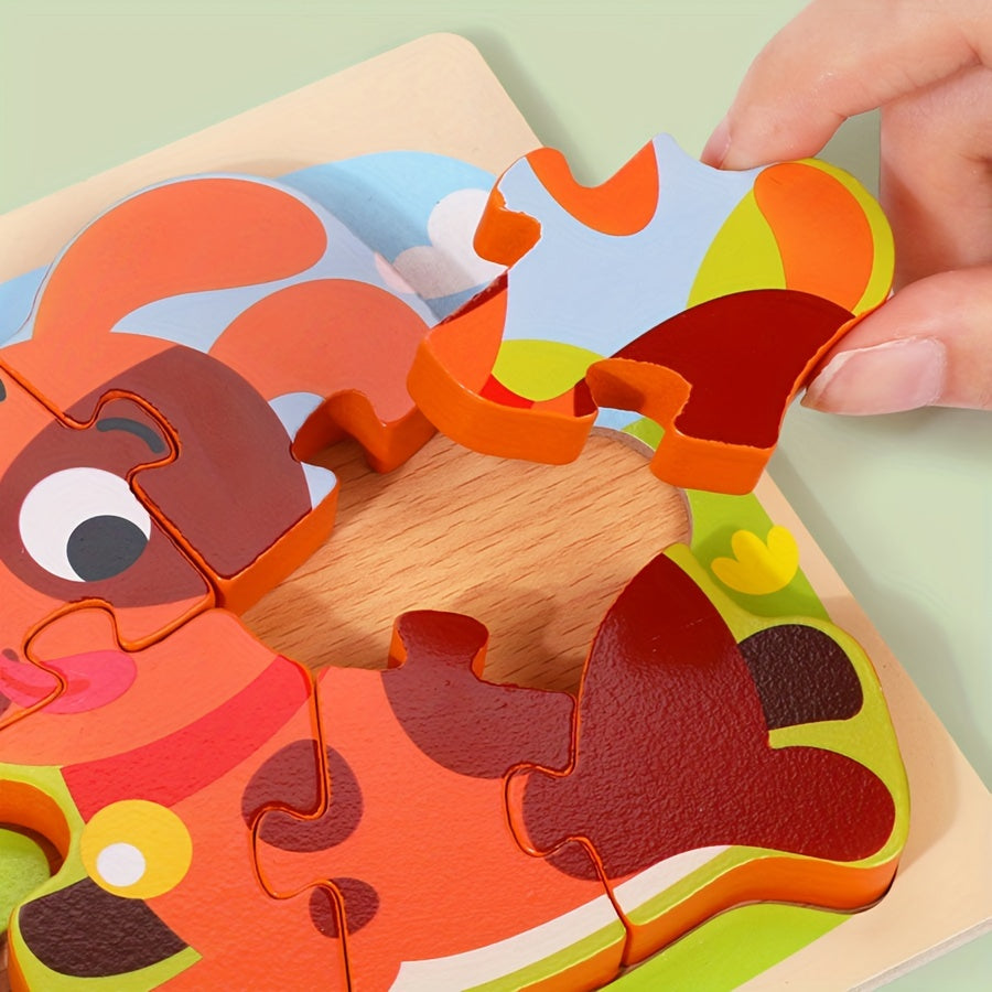 Wooden Animals Puzzle Toy for Color & Shape Learning