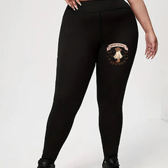 Women's Plus Ghost & Letter Print High Rise Skinny Leggings