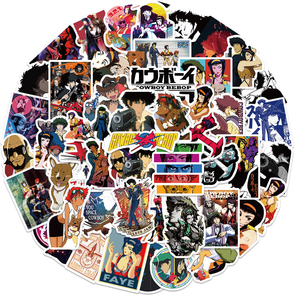 50 Sheets Cowboy Anime Stickers Waterproof DIY Skateboard Computer Car Decals