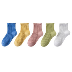 Girls Knit Ruffled Socks Cotton Thin Breathable for Summer, Spring