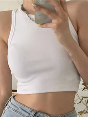 Ribbed Tank Top Crew Neck Sleeveless Lingerie