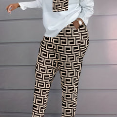 Women's Plus Geometric Print Top & Pants Set