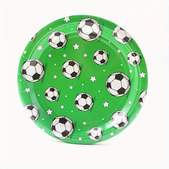 20pcs Soccer Party Plates And Napkins Set - Green Theme Tableware