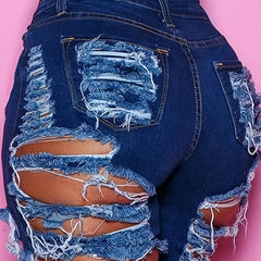 Ripped Button Fly Denim Shorts