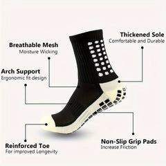 4 Pairs Men's Sports Grip Socks with Grip Pads