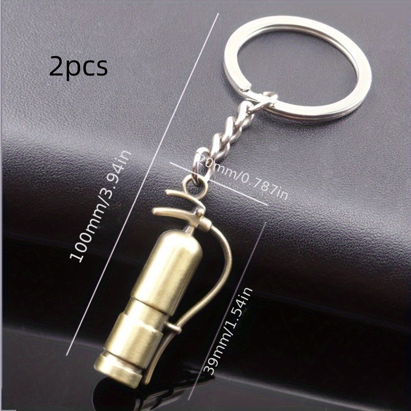2pcs Mini Metal Fire Extinguisher Keychain Key Ring Pendant Keychain