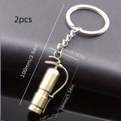 2pcs Mini Metal Fire Extinguisher Keychain Key Ring Pendant Keychain