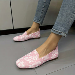 Floral Print Flat Shoes Lightweight Slip On Shoes