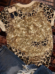 Girls 3D Leopard Print Graphic Crew Neck T shirt Short Sleeve Pull