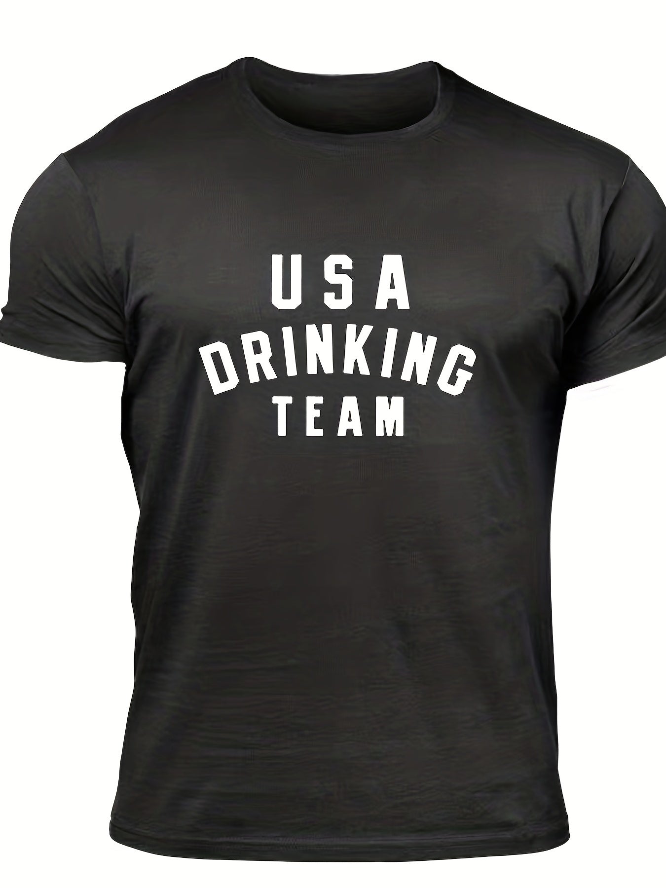 Drinking Team Men's Letter Print T-shirt Casual Stretch Tee