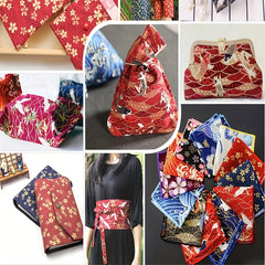 5pcs Japanese Print Cotton Quilting Fabric Bundle DIY Sewing Cloth Accessories
