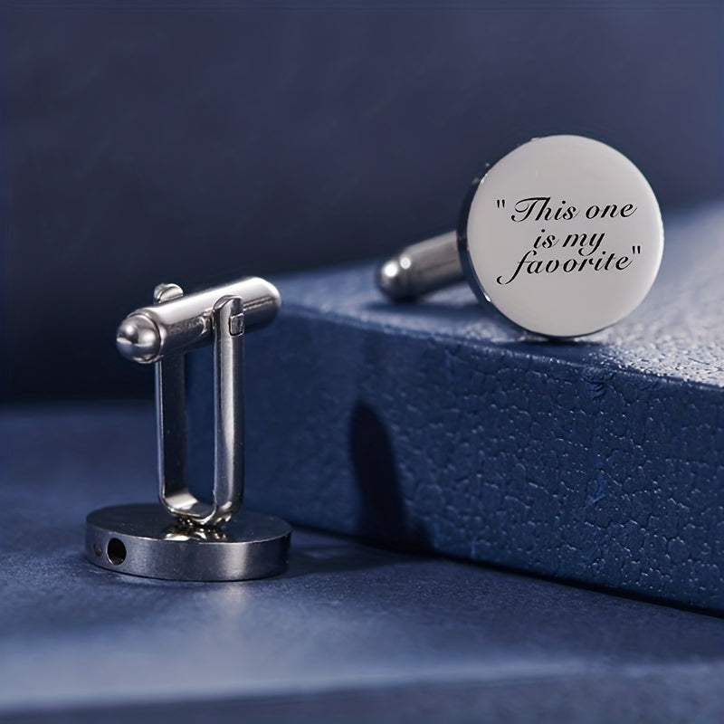 Stainless Steel I LOVE YOU & Man Cufflinks Stylish Men's Accessory