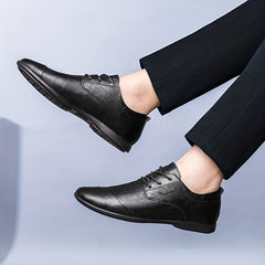 Men's Plaid Leather Derby Shoes British Style Wedding Business