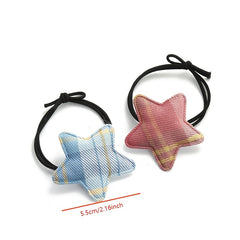 10pcs Plaid Star Hair Tie Bands for Girls
