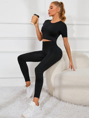 Yoga Workout Set Crop Top & Seamless Leggings Activewear