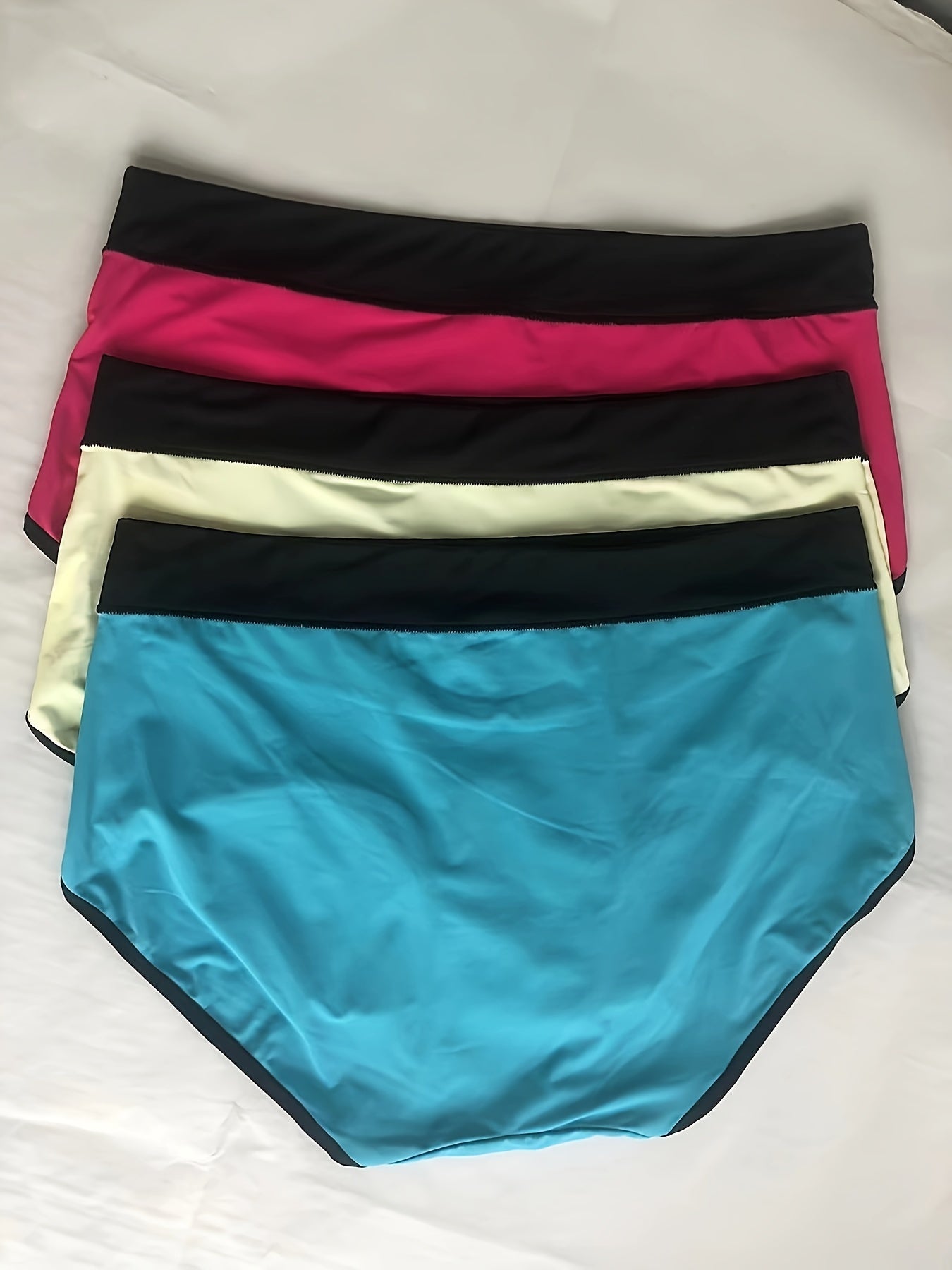 3 Pack Plus Size Colorblock High Waisted Briefs Set