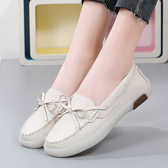 Ruched Trim Bowknot Flat Shoes Low Top Comfortable Walking Shoes