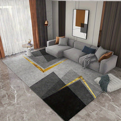 Modern Abstract Geometric Area Rug Non Shedding Grey Floor Carpet