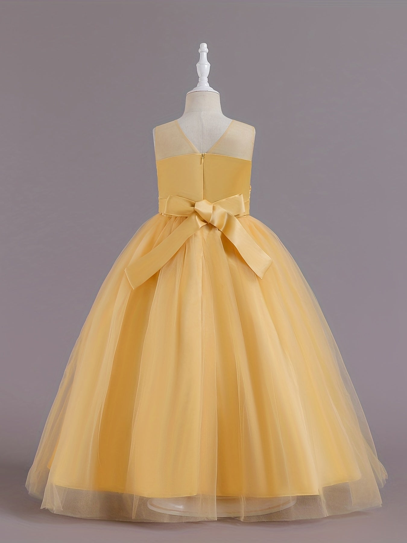 Girls Wedding Flower Princess Dress Pleated Sleeveless Lace Party Evening Dress