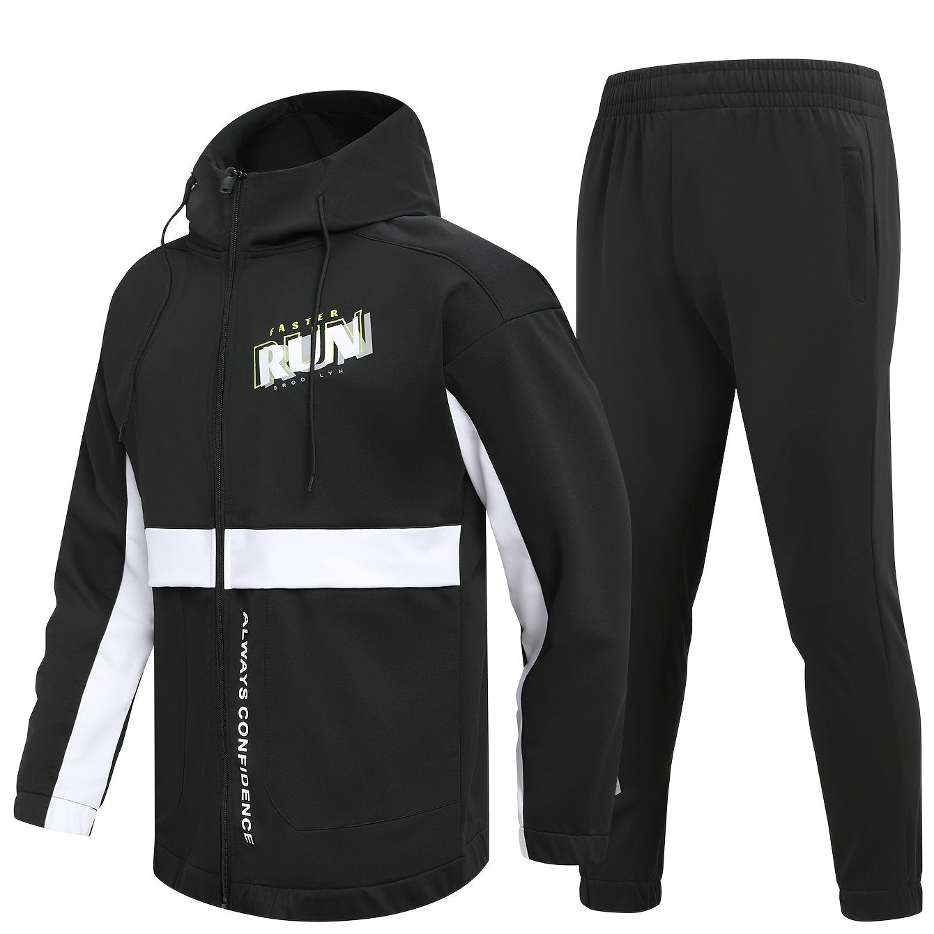 Men's Outdoor Hooded Windbreaker Jacket & Warm Pants