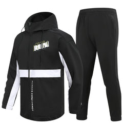 Men's Outdoor Hooded Windbreaker Jacket & Warm Pants