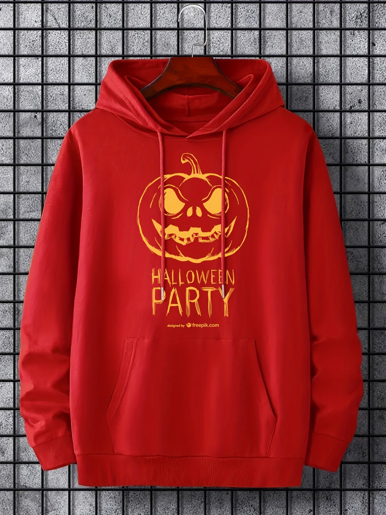 Men's Pumpkin Graphic Hoodie Halloween Style Drawstring Hooded Sweatshirt