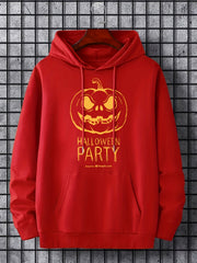 Men's Pumpkin Graphic Hoodie Halloween Style Drawstring Hooded Sweatshirt