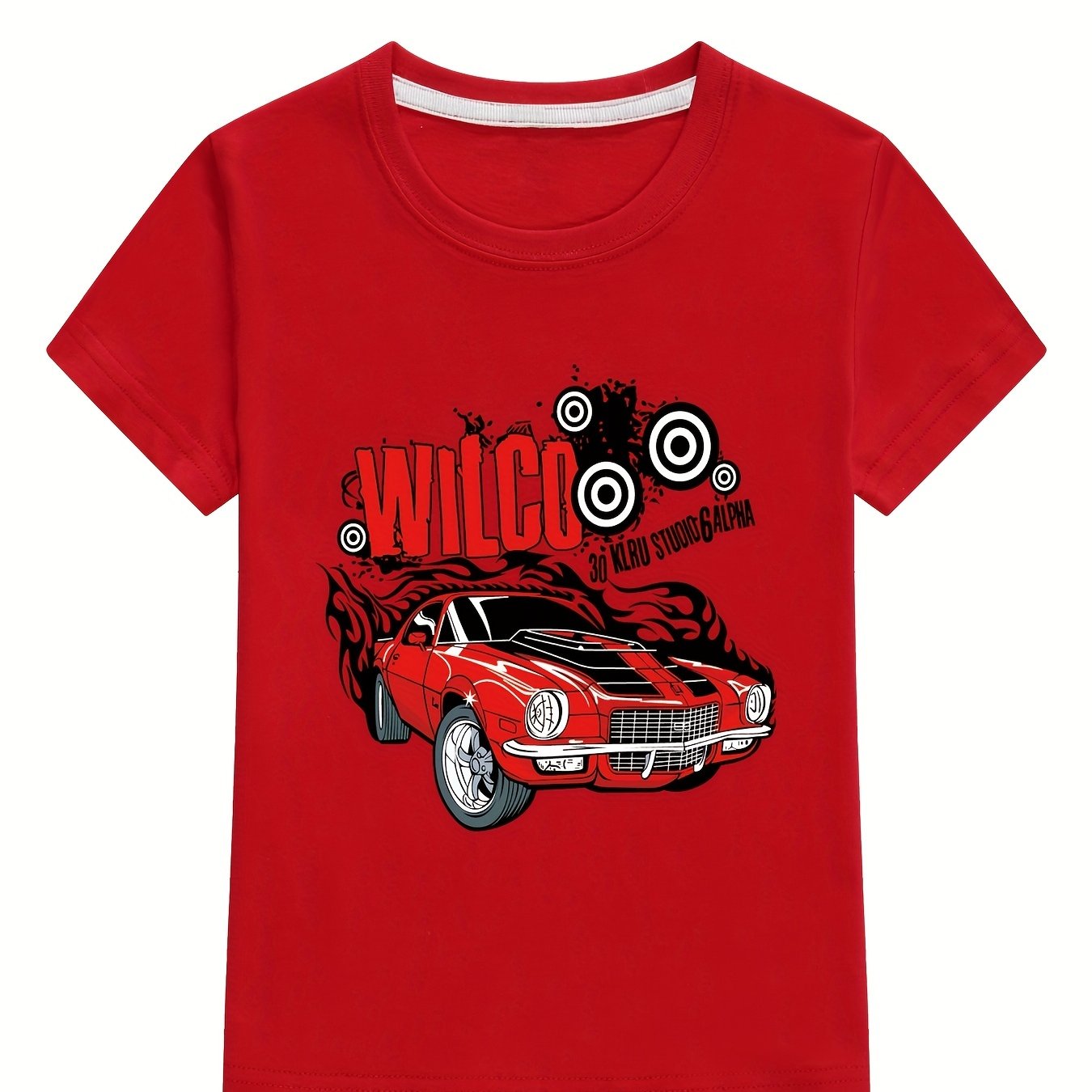 Boys Cartoon Car T shirt Cotton Short Sleeves Crew Neck