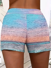 Smile & Letter Print Drawstring Shorts Women's Clothing