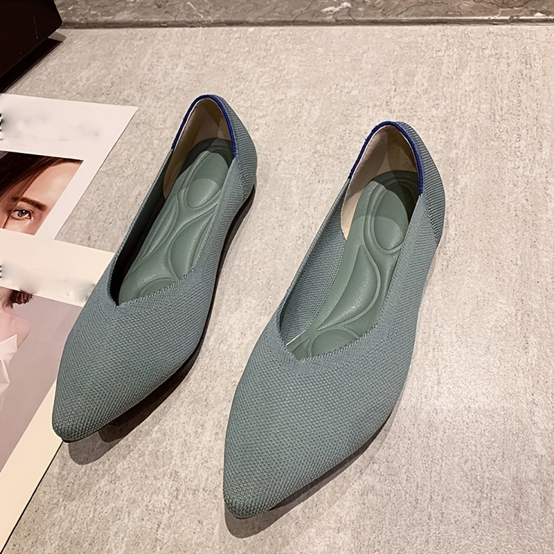 Women's Breathable Knit Ballet Shoes Lightweight Slip On Flat Shoes