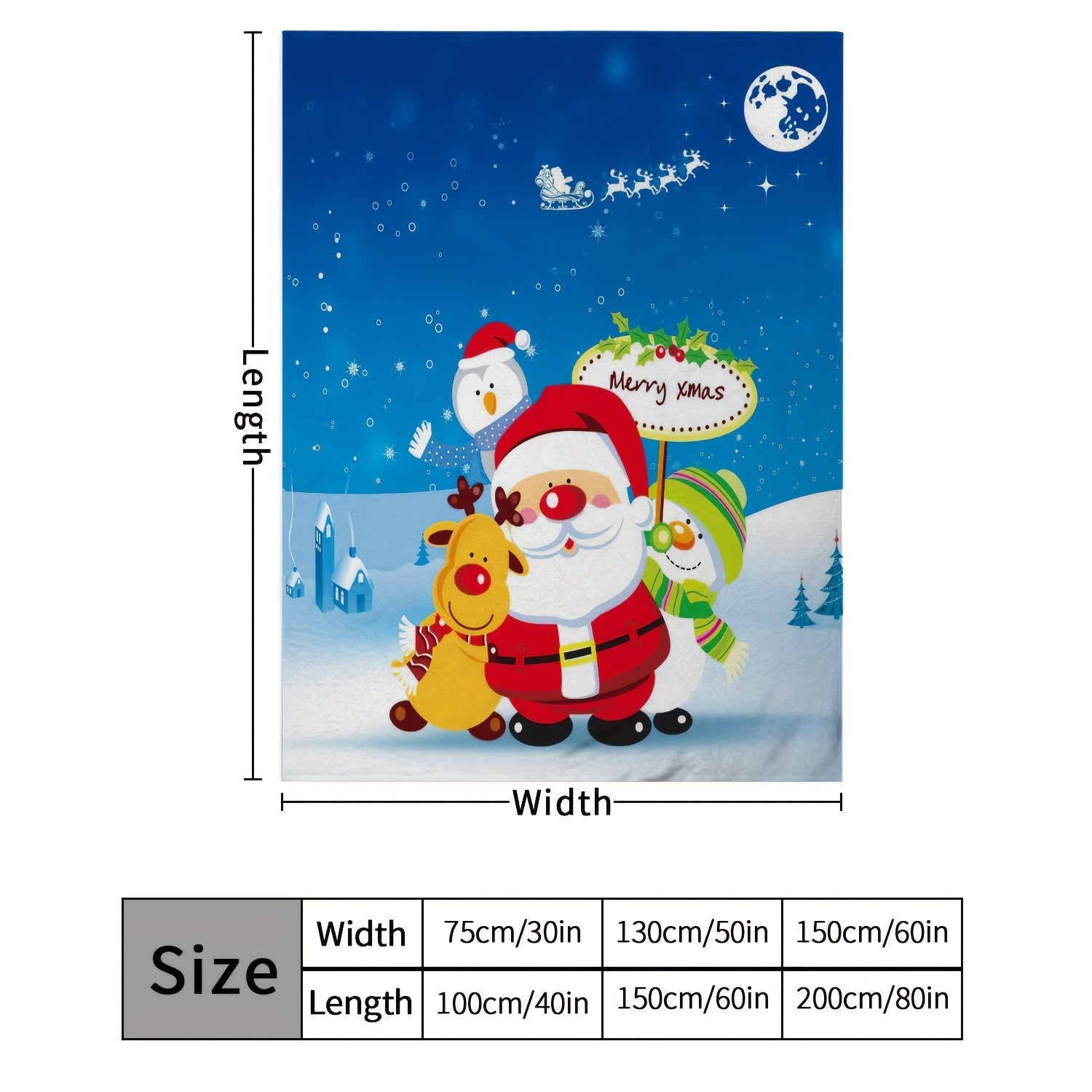 Cartoon Christmas Santa Claus Snowman Blanket Flannel Warm Blanket