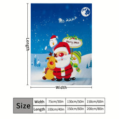 Cartoon Christmas Santa Claus Snowman Blanket Flannel Warm Blanket