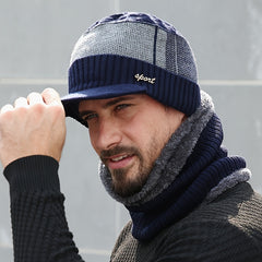 Winter Fishing Hat & Neck Gaiter Set Warm Knitted Hat With Velvet