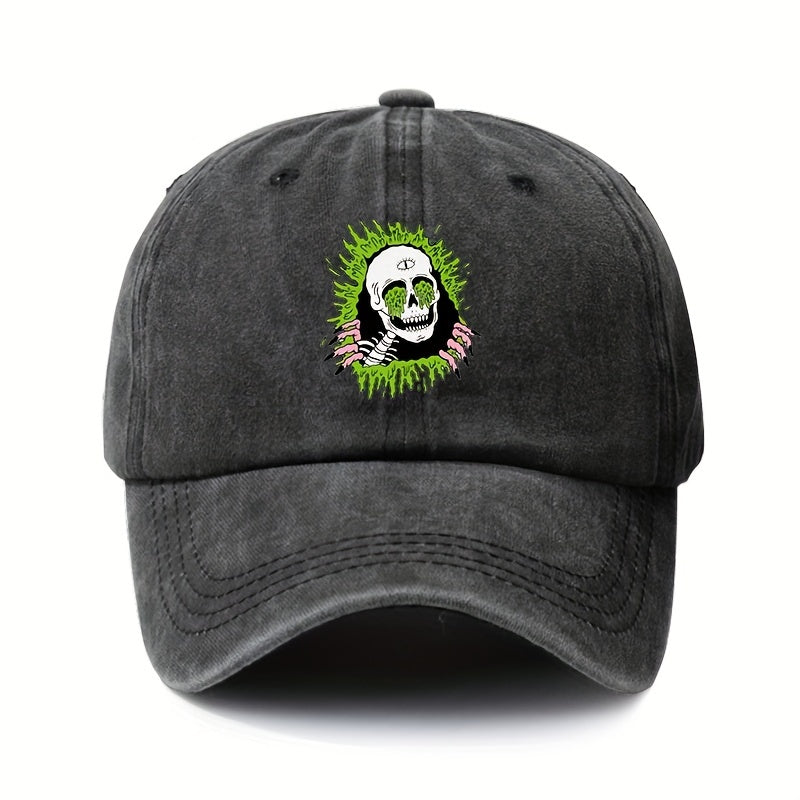 Skull Print Vintage Baseball Cap Adjustable Trucker Cap