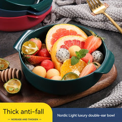 Double Ear Noodle Bowl Reusable Non Slip Food Container Microwave Heating Bowl