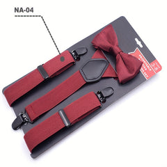 2pcs Boys Teen Casual Adjustable Y Shape Suspenders & Bowtie Set