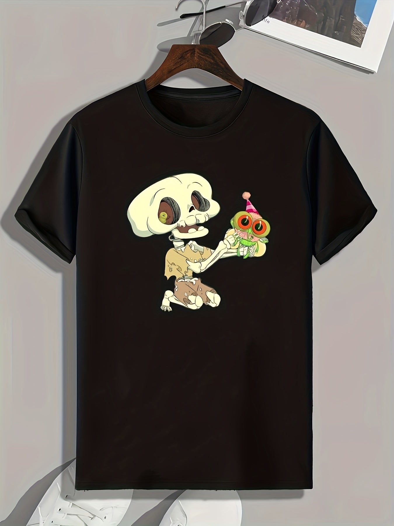 Skeleton Print Men's Tee for Summer
