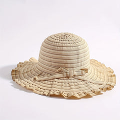 Striped Sun Hat Ribbon Bowknot Bucket Hat