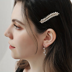 Leaf Shape Hair Clip Metal Side Clip Head Jewelry for Women Girls