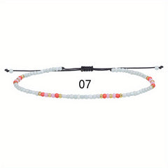 10pcs Colorful Rice Beads Anklet Set Boho Style Bracelet for Women
