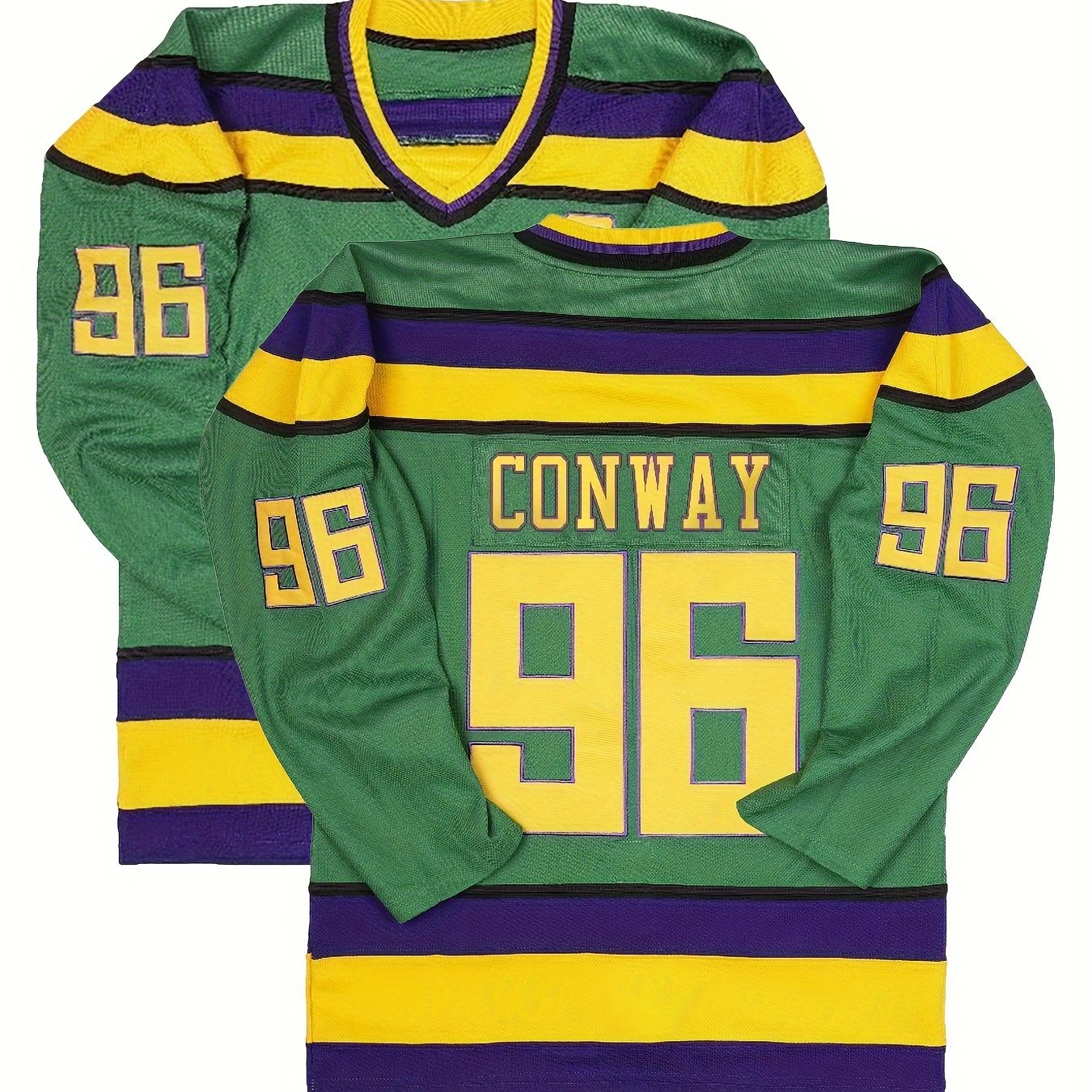 Men's Long Sleeve Ice Hockey Jersey 96 Green Retro Classic Embroidery Stitched
