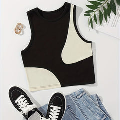 Sleeveless Casual Block Tank Top Summer Women's Clothing