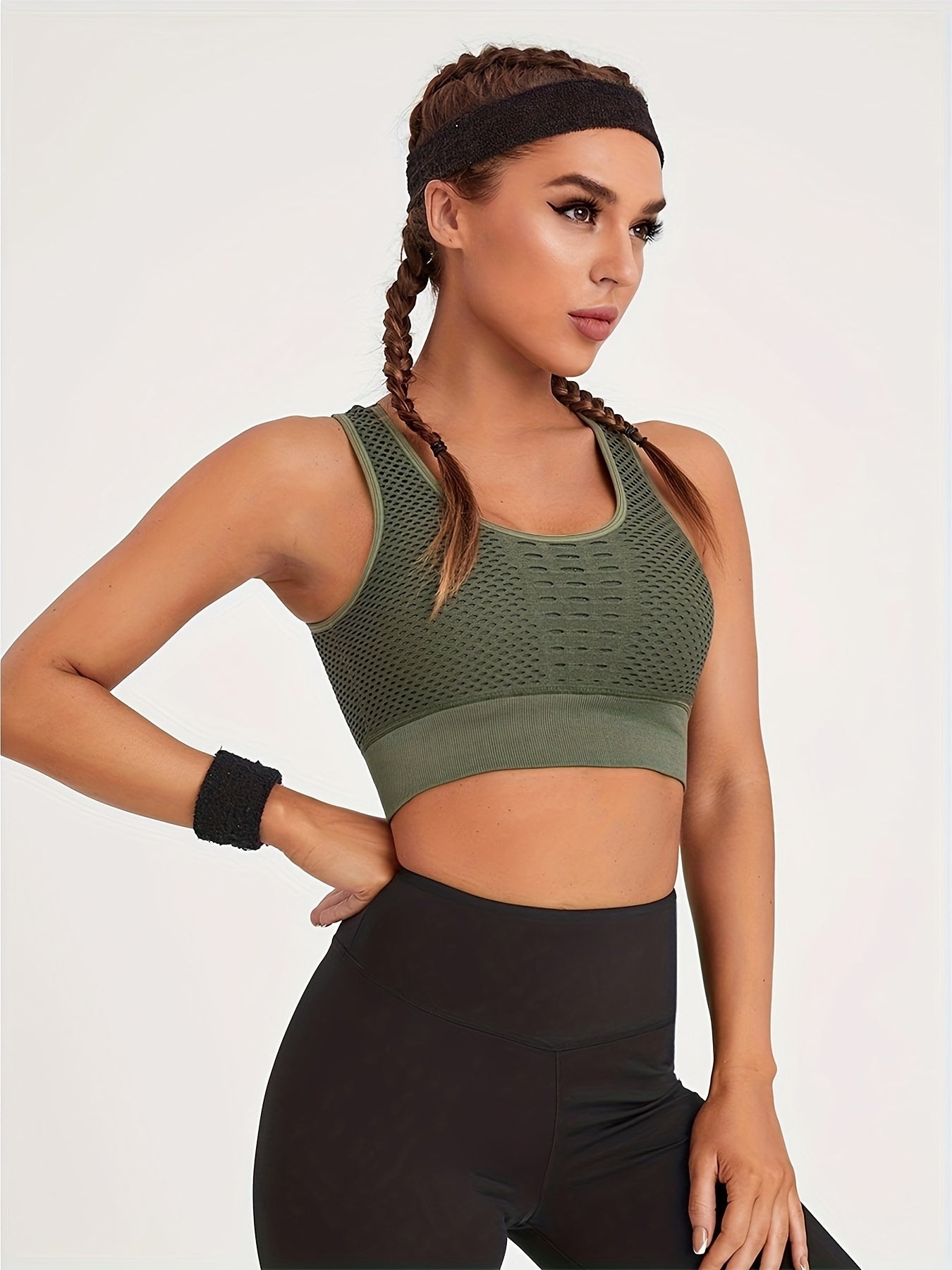 High Elastic Wide Strap Sports Bra Cutout Fitness Yoga Running Bra